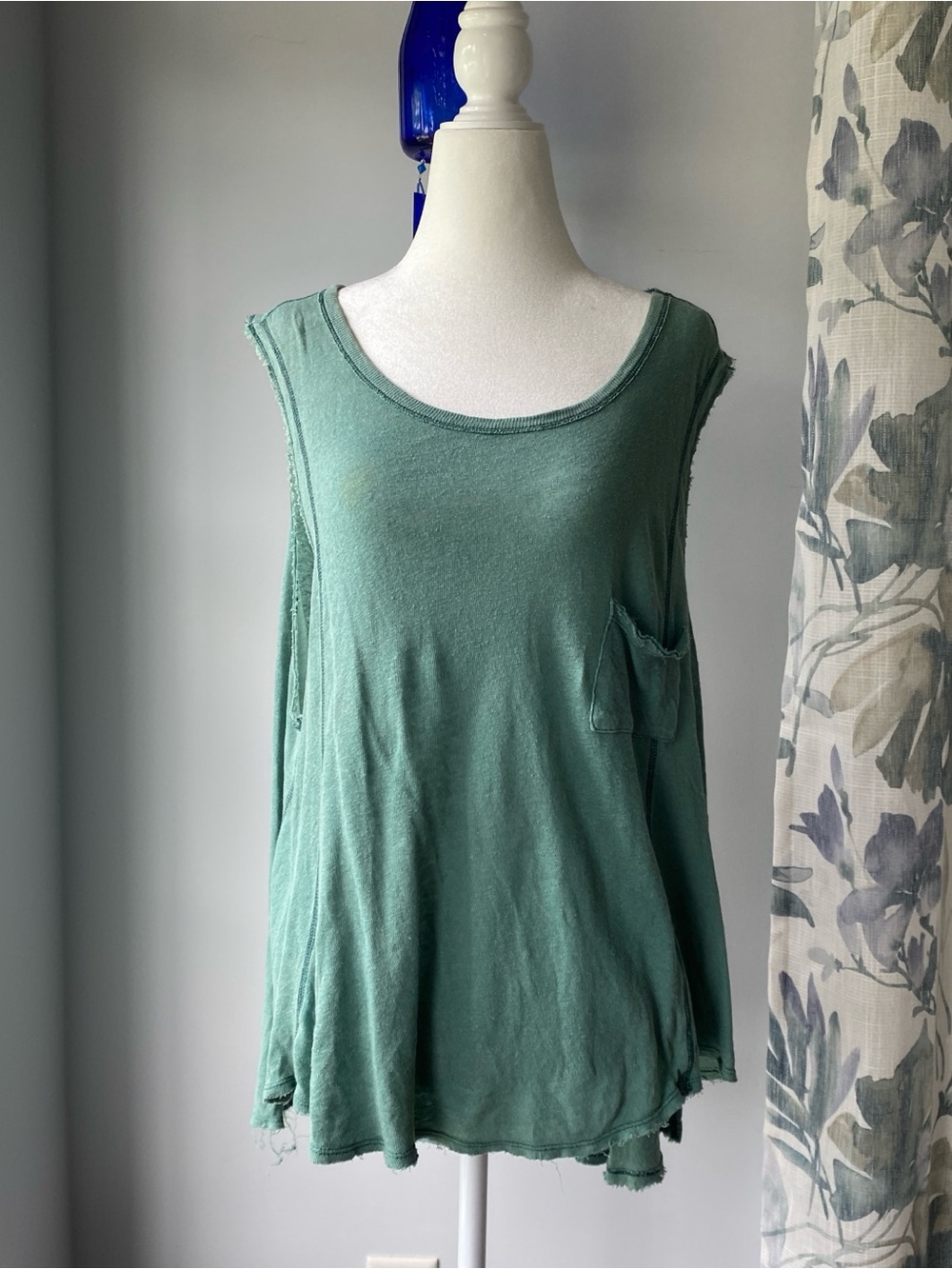 Free People Romantic Green Flowy Top XS